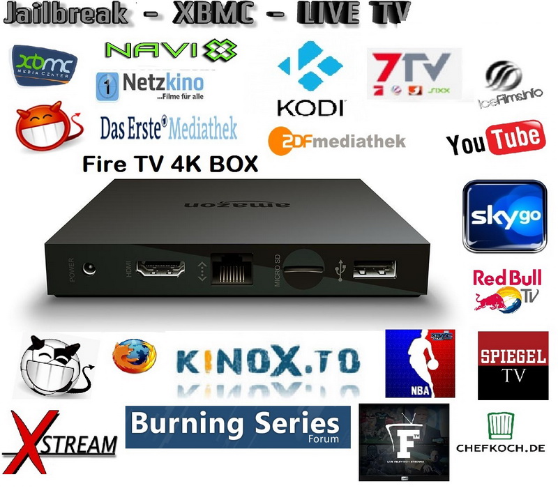 Amazon Fire TV 2 Box 4K UHD Jailbreak Kodi 16.1 Jarvis XBMC LIVE TV